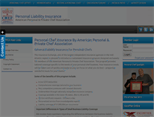 Tablet Screenshot of personalchefinsurance.com